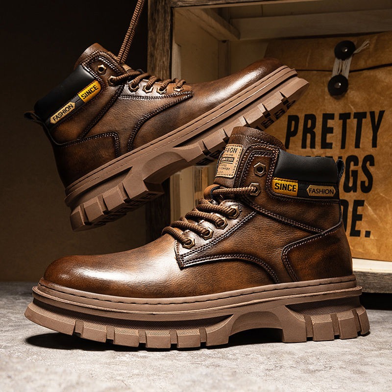 Suede Ankle Boot - Vintage Men Platform Ankle Boots Autumn