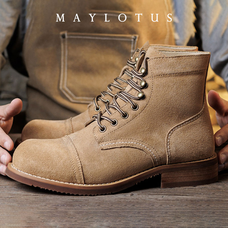 Suede Ankle Boot - Suede Boot Goodyear-Welted Motorcycle Rugged Heritage