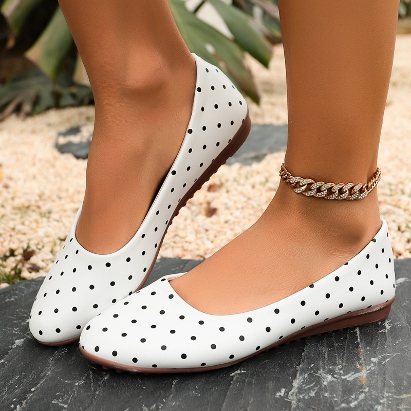 Ladies White Polka Dot Flats R - Shoes For Women Flats 评论和价格