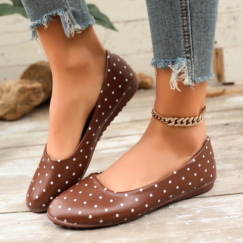 Ladies White Polka Dot Flats R - Shoes For Women Flats 评论和价格