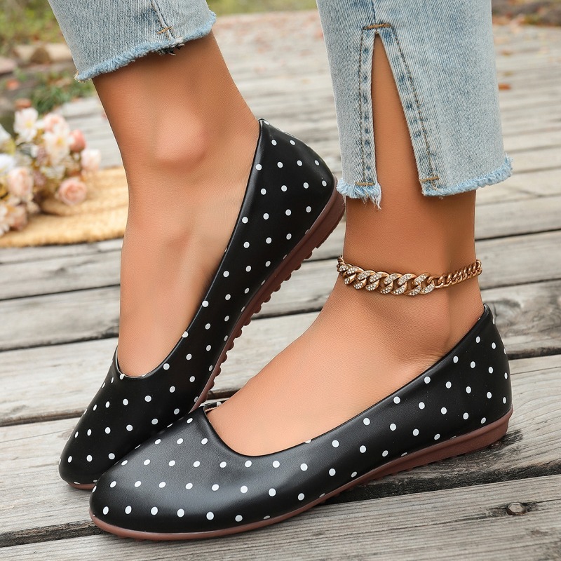 Ladies White Polka Dot Flats R - Shoes For Women Flats 评论和价格