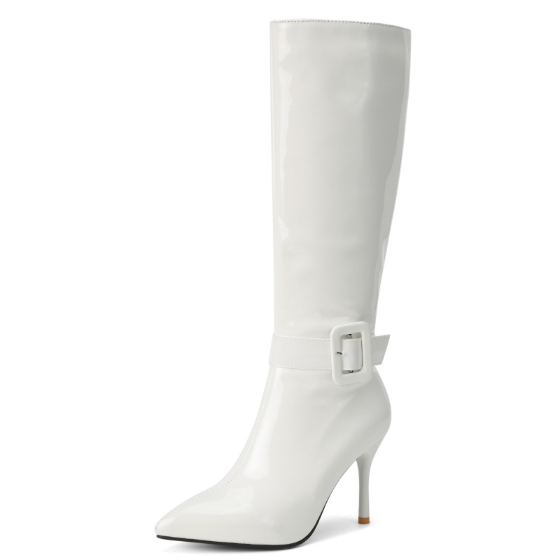 Black White Knee High Boots Fo - Women Shoes Size 7 评论和价格