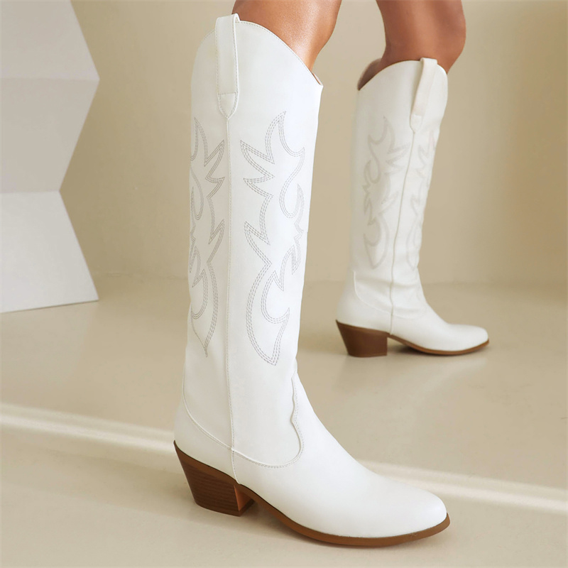 White Women's Knee High Boots  - Women Shoes Size 7 评论和价格