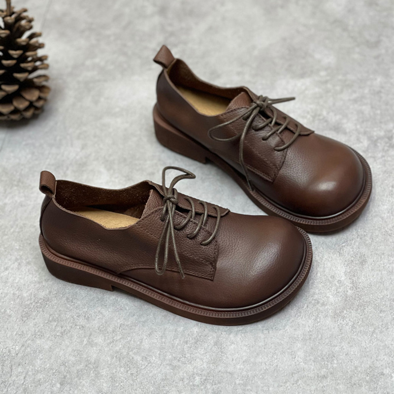 Women's Retro Genuine Leather  - Shoes For Women Flats 评论和价格