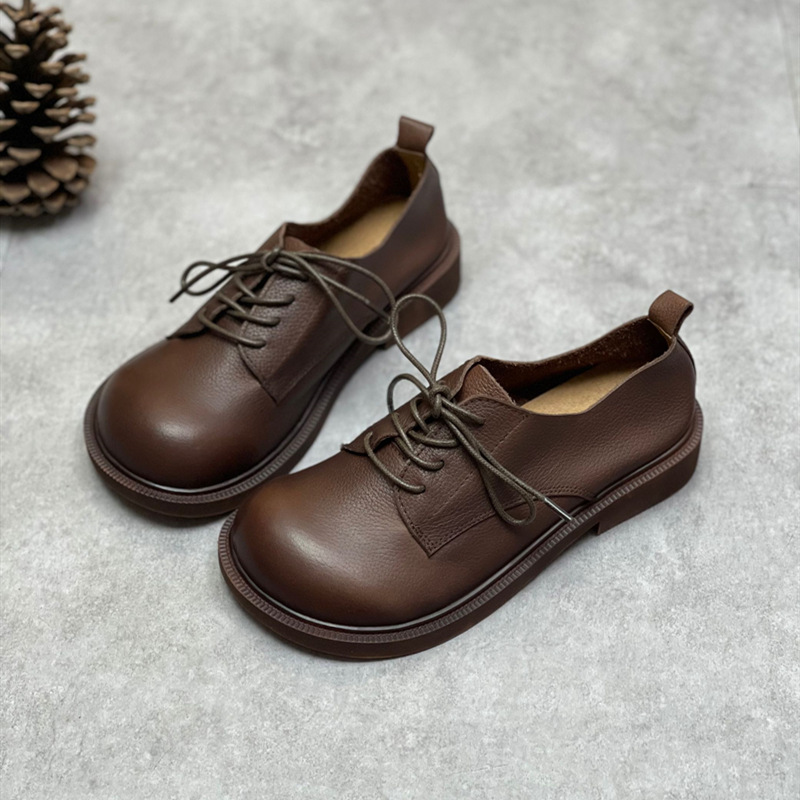 Women's Retro Genuine Leather  - Shoes For Women Flats 评论和价格