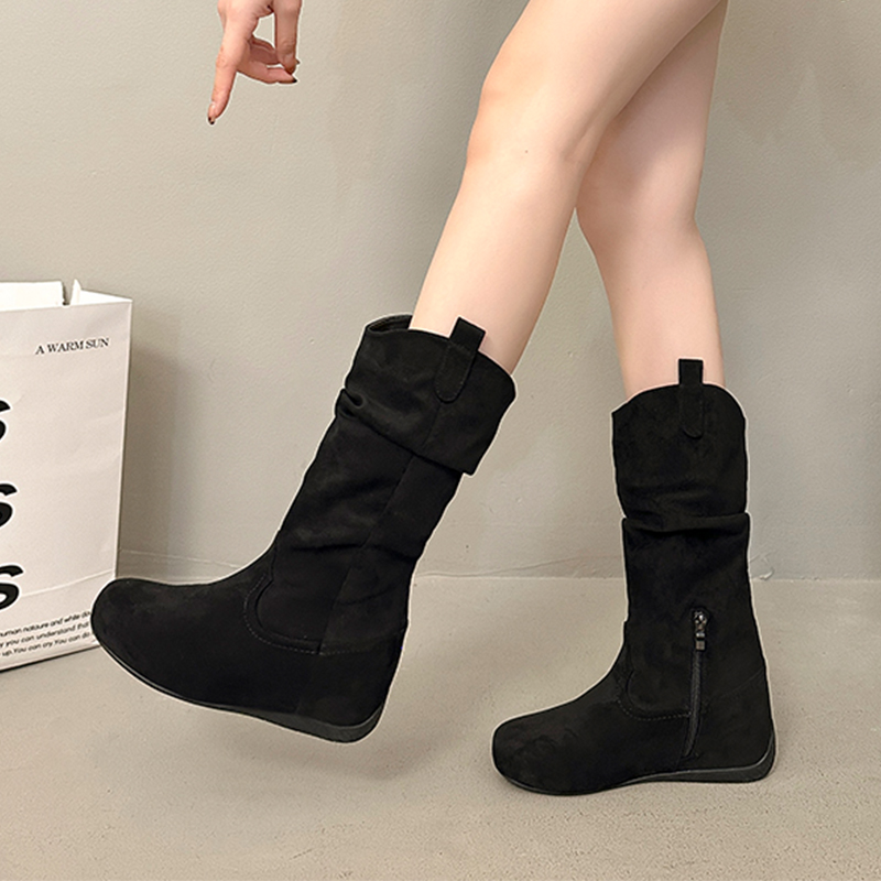 Women Flats Mid Calf Boots Cas - Women Shoes Size 7 评论和价格