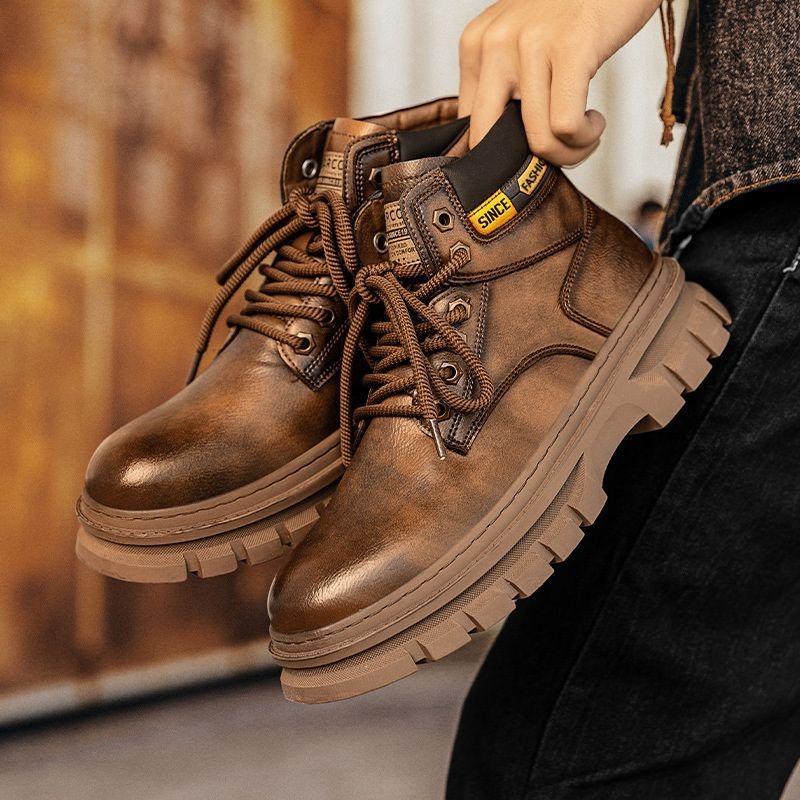 Vintage Men Platform Ankle Boo - Suede Ankle Boot 评论和价格