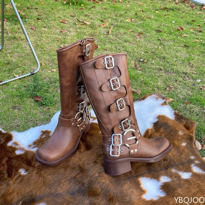 Belt buckle retro high boots n - Suede Ankle Boot 评论和价格