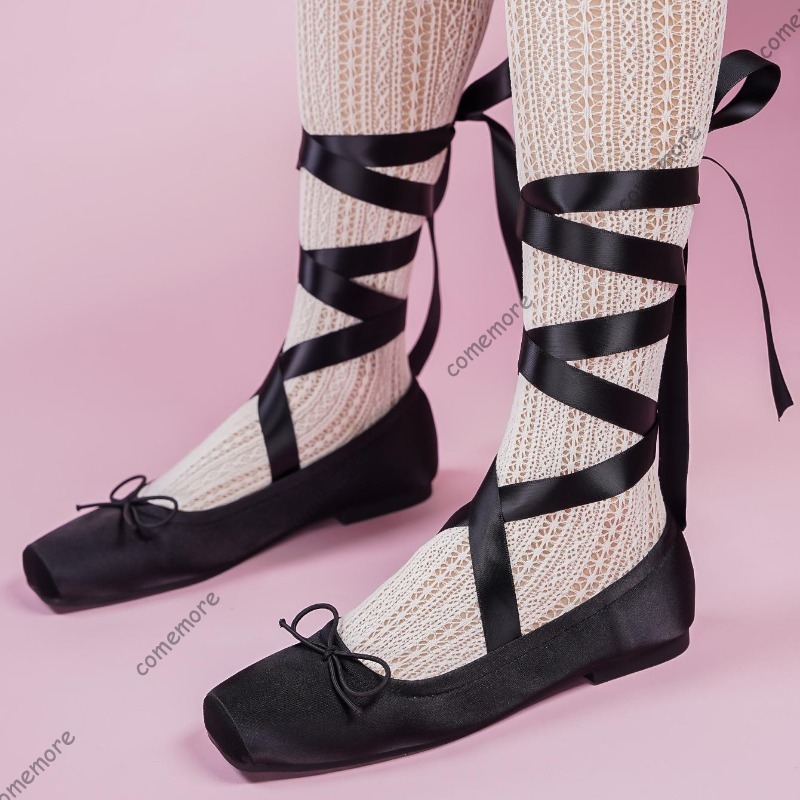 Women's Satin Ribbon Tie Balle - Shoes For Women Flats 评论和价格